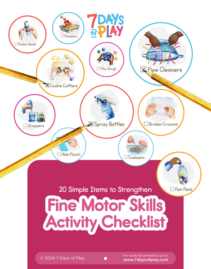 Fine Motor Skills Activity Checklist - Printable