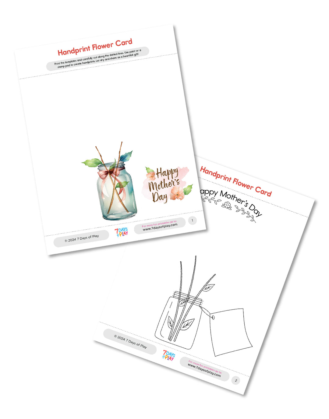 Handprint Flower Card - Printable