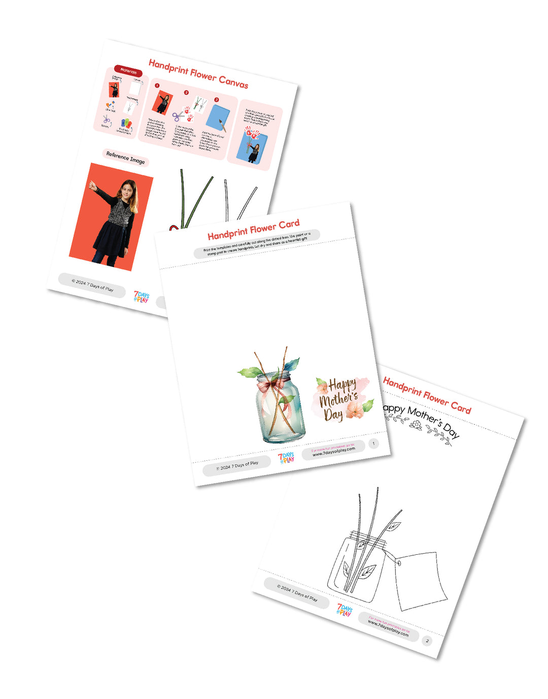 Handprint Flower Card - Printable