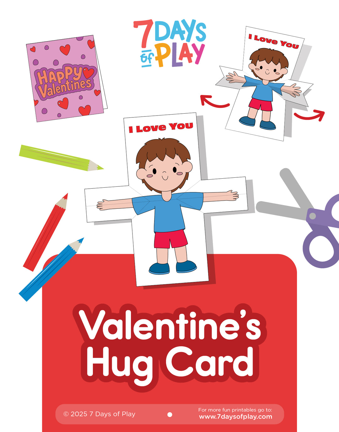 Hug Time Card Valentine’s Hug Card - Printable – 7 Days of Play