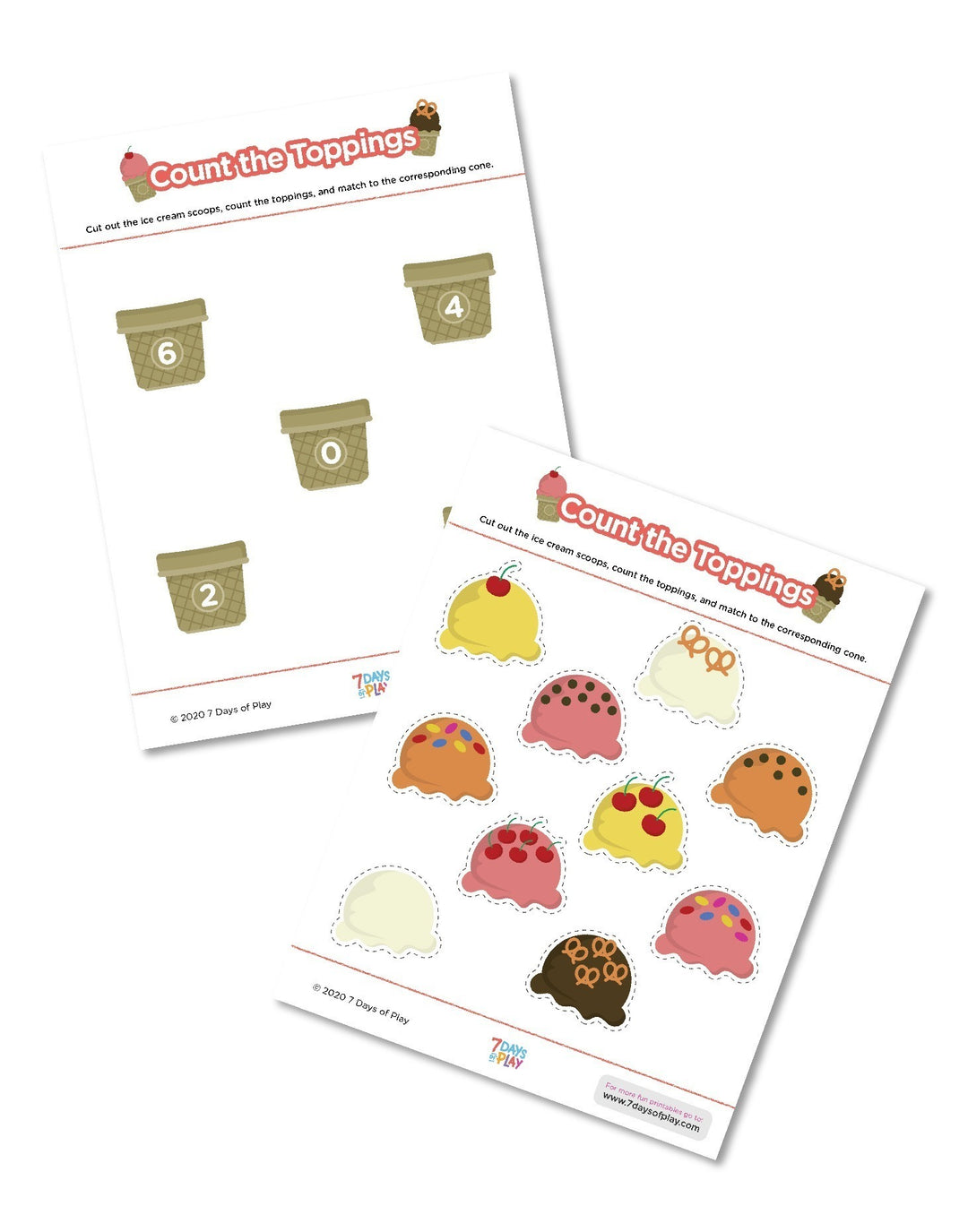 Count the Ice Cream Toppings - Printable