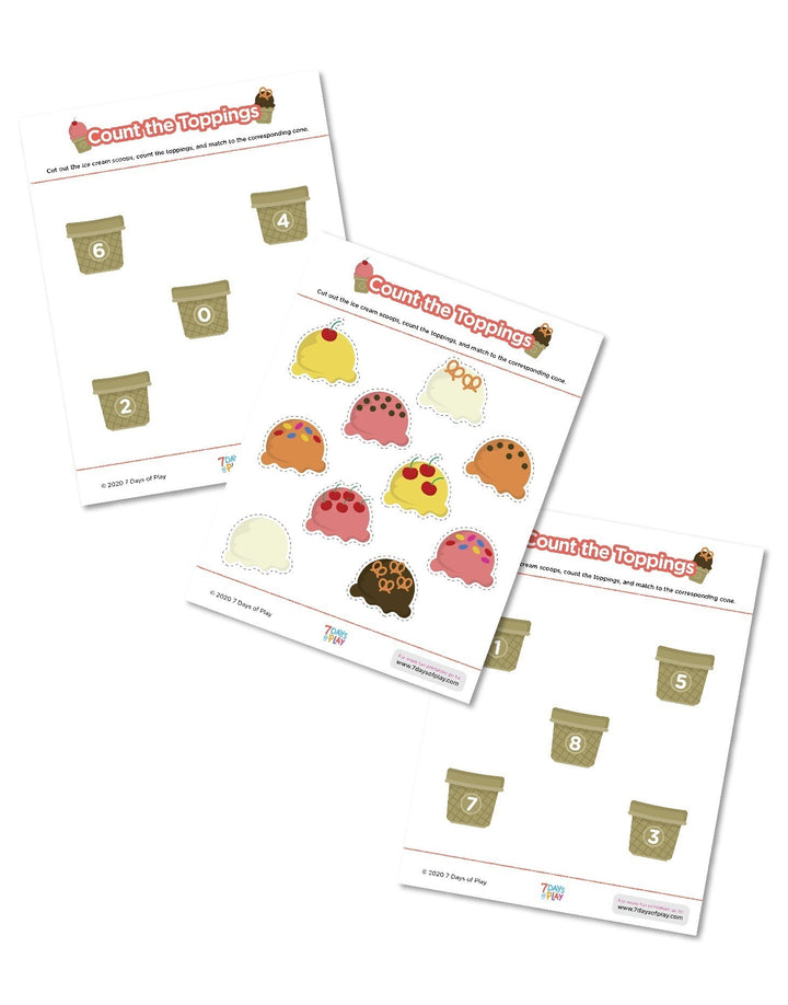 Count the Ice Cream Toppings - Printable