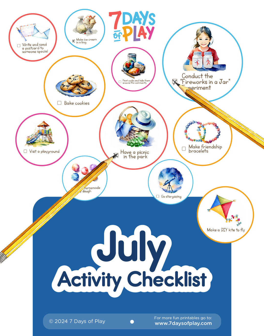 July Activities Checklist - Printable