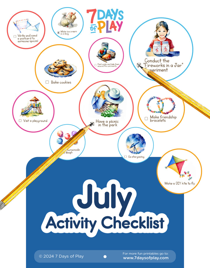 July Activities Checklist - Printable