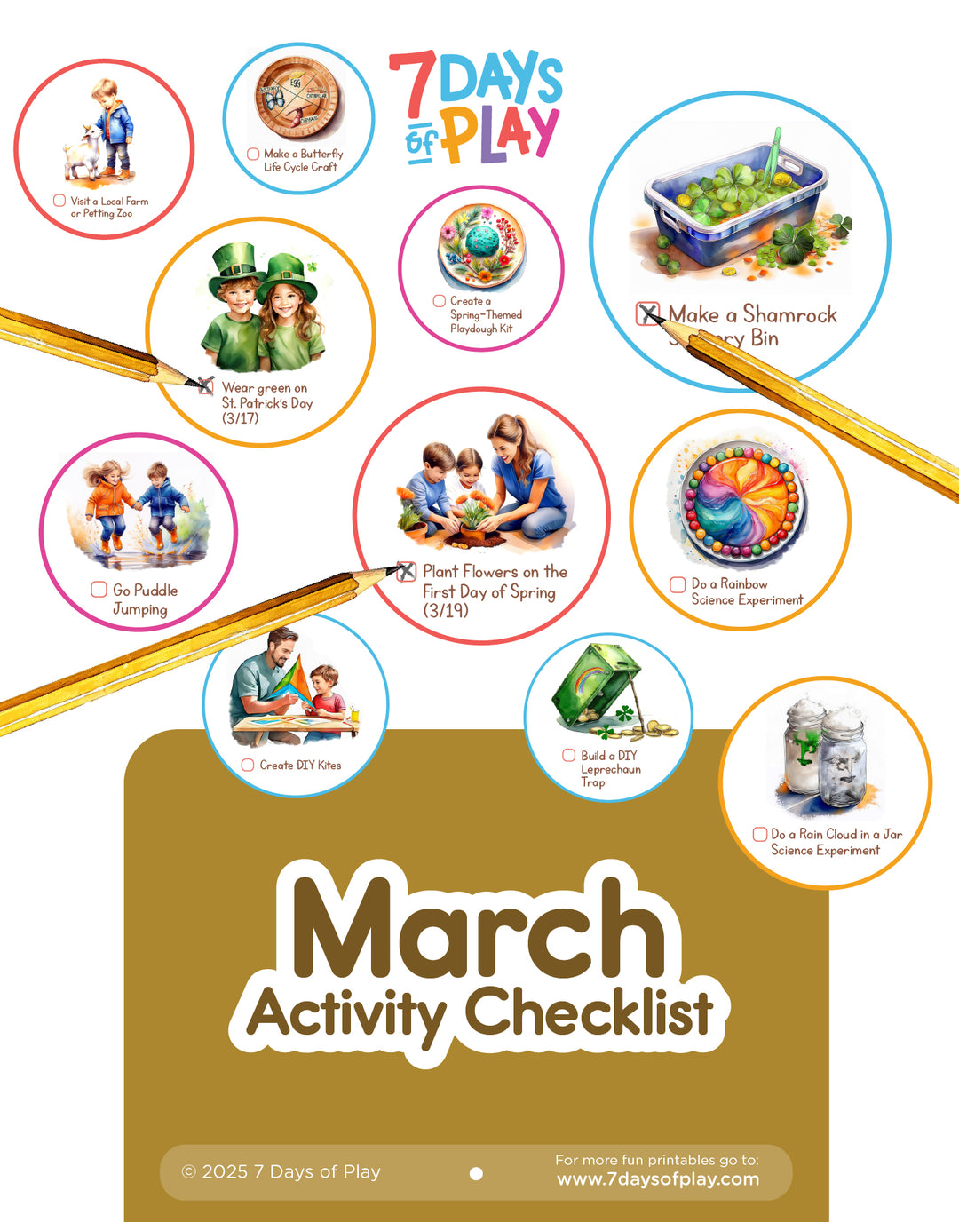 March Activities Checklist - Printable