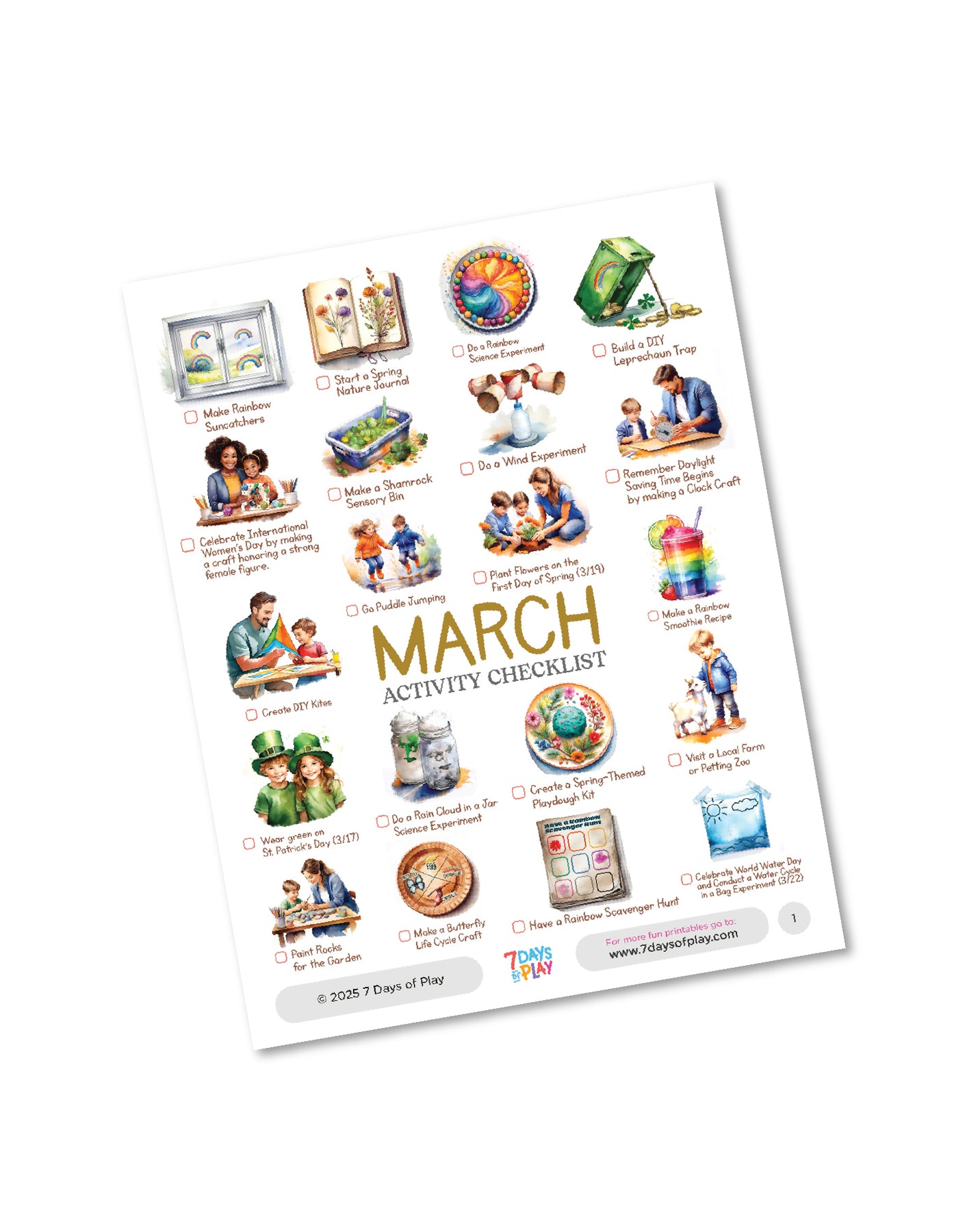 Protest March Checklist.pdf March Activities Checklist - Printable – 7 Days of Play