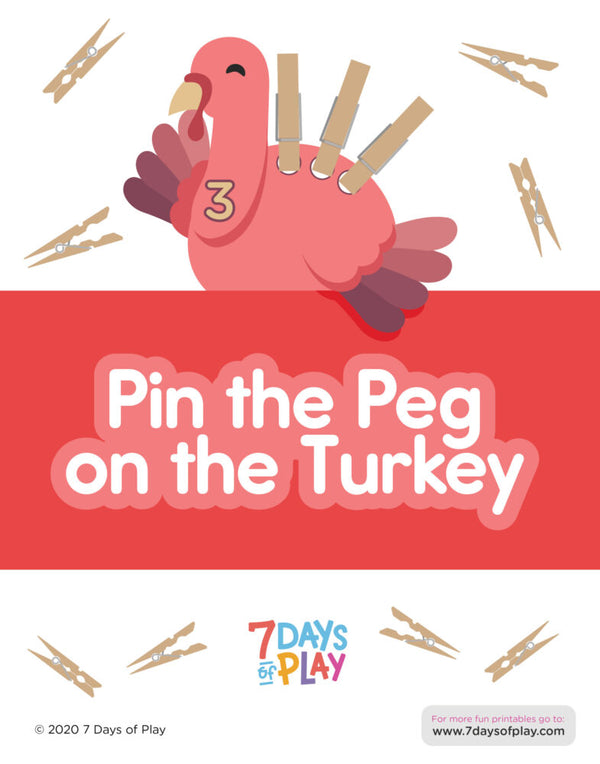 Pin the peg on the turkey printable game