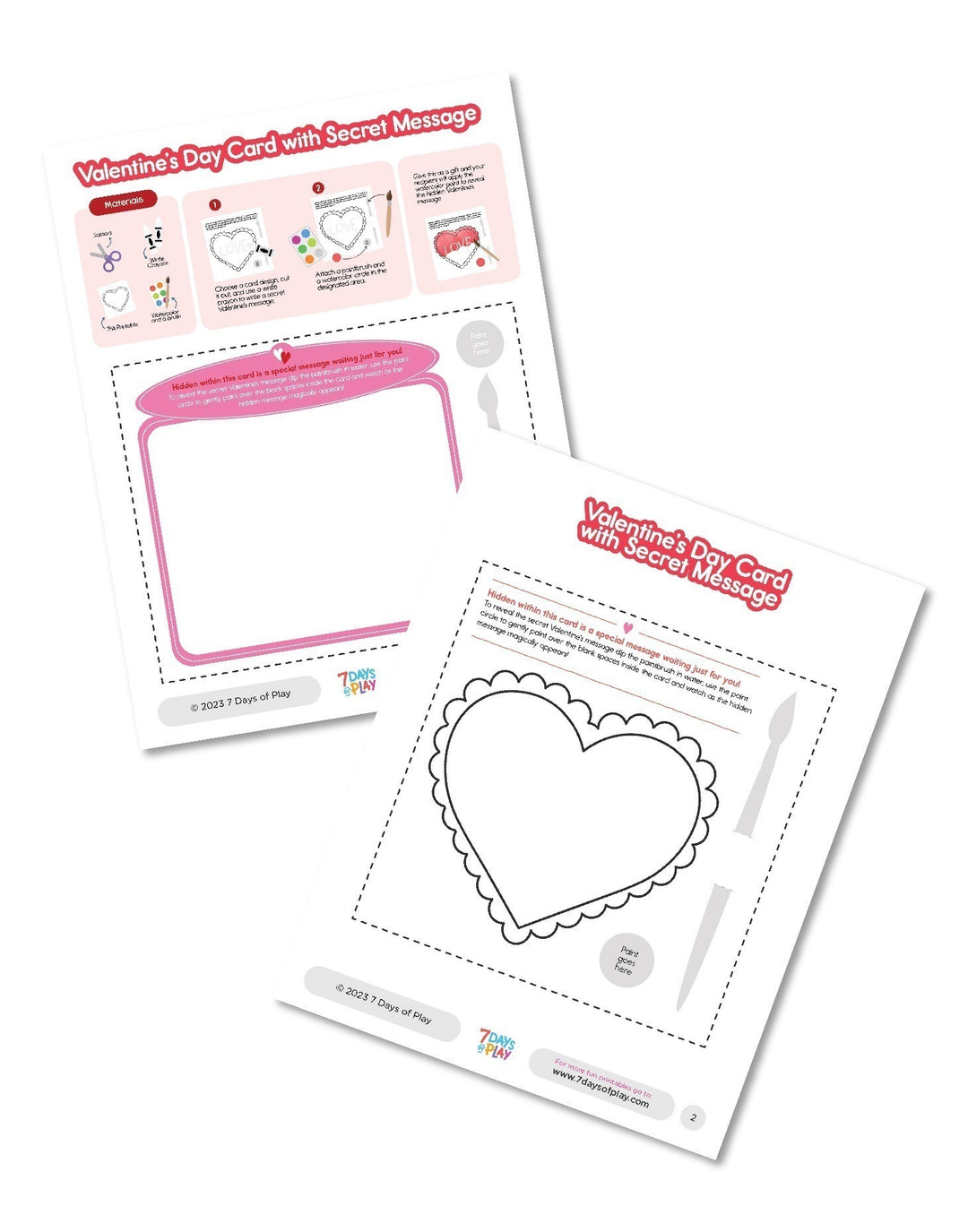 Valentine’s Day Card with Secret Message - Printable