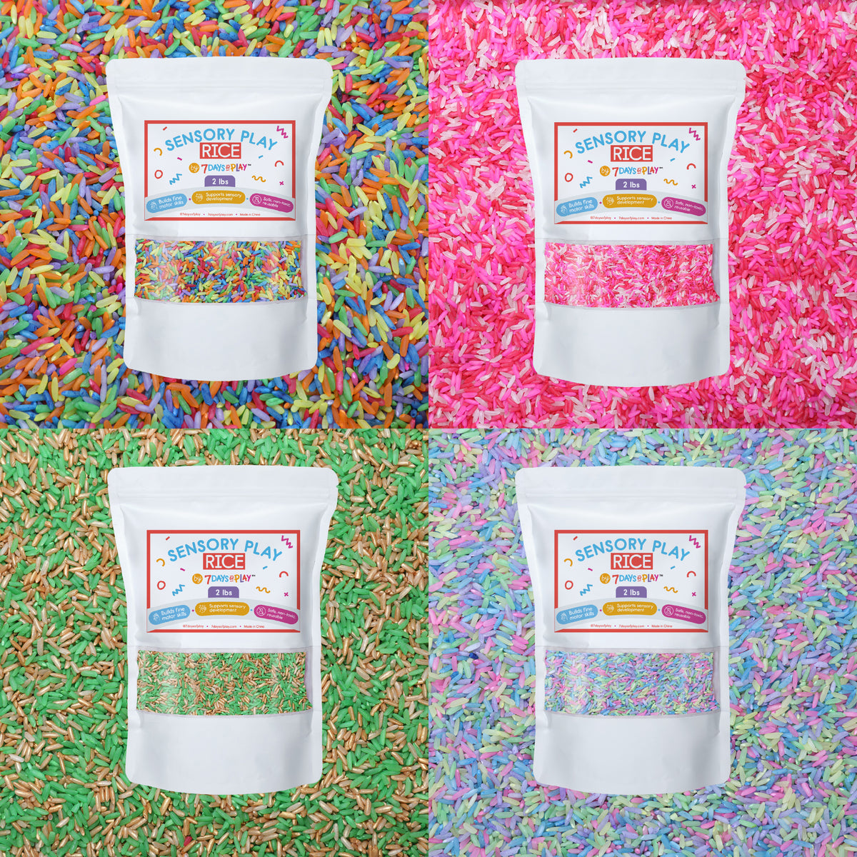 Sensory Play Rice, Vibrant Colored Rice for Kids Sensory Bins