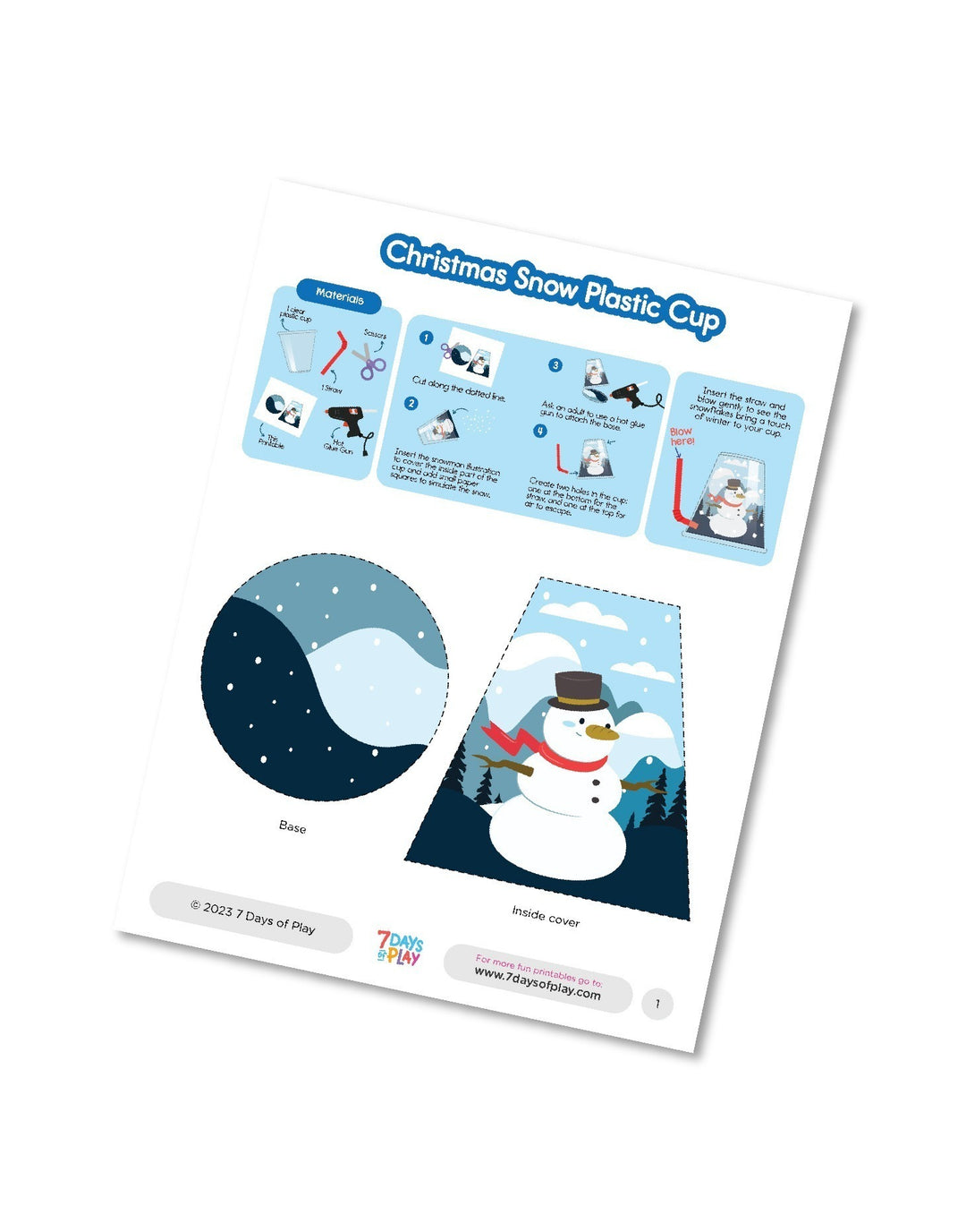 Christmas Snow Plastic Cup - Printable