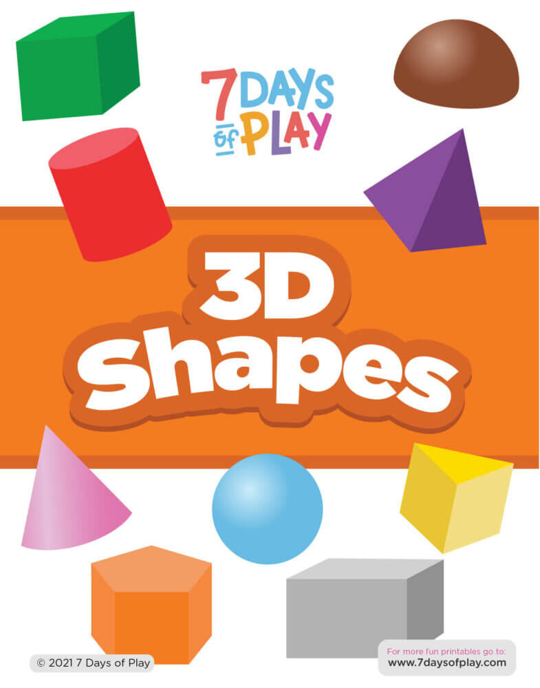 3D shape learning printable worksheets early math