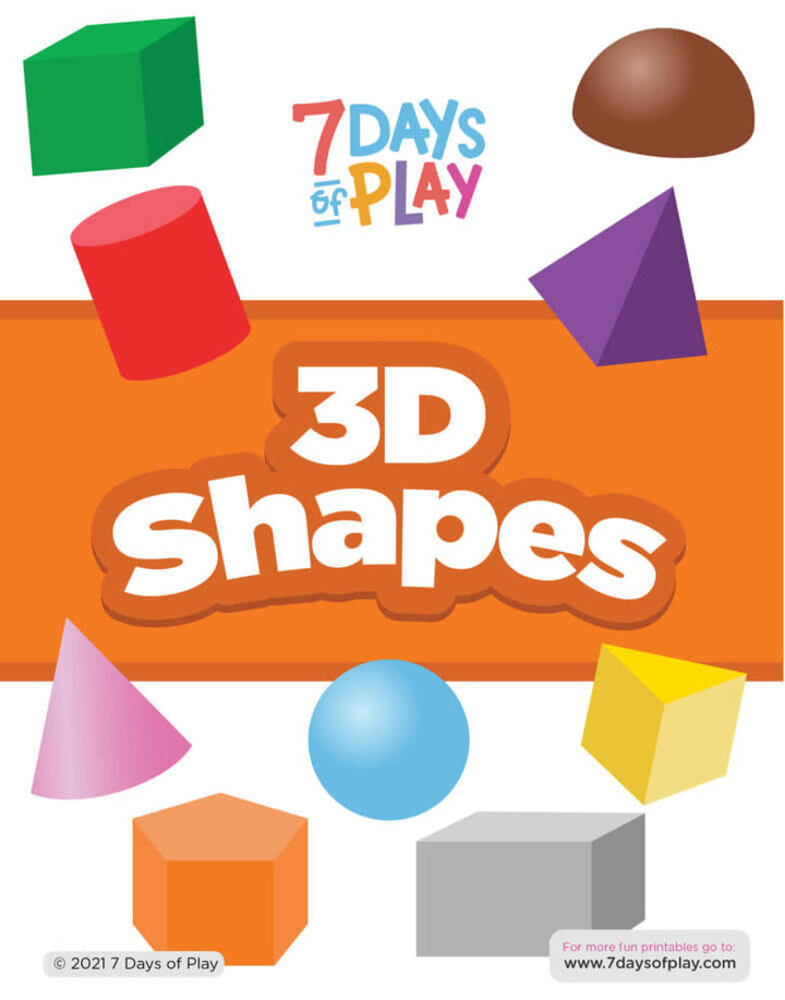 3D shape learning printable worksheets early math