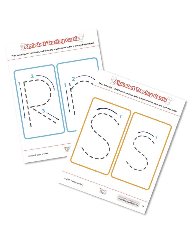 alphabet tracing cards printable