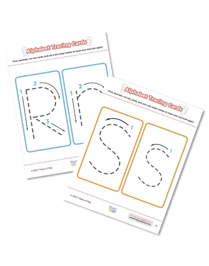alphabet tracing cards printable