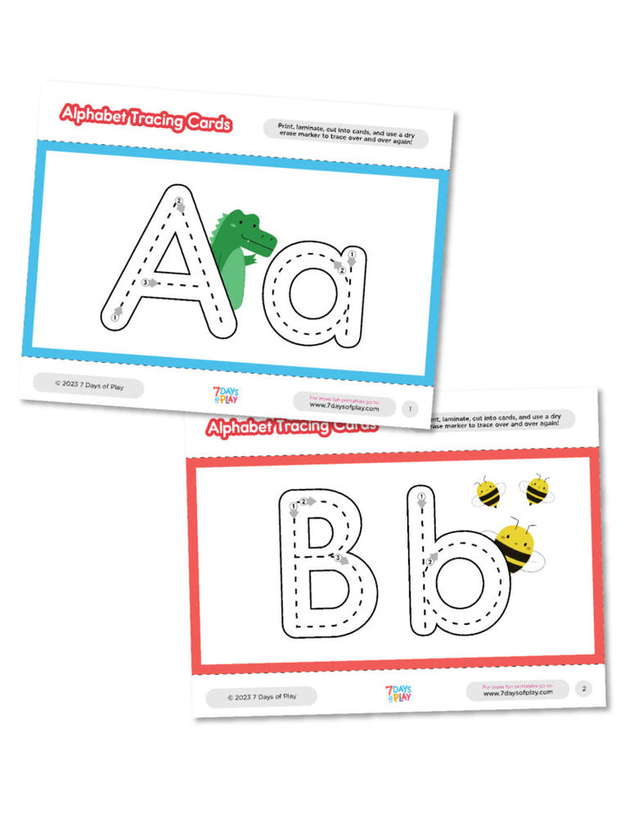 Alphabet Tracing Cards - Fun Printable