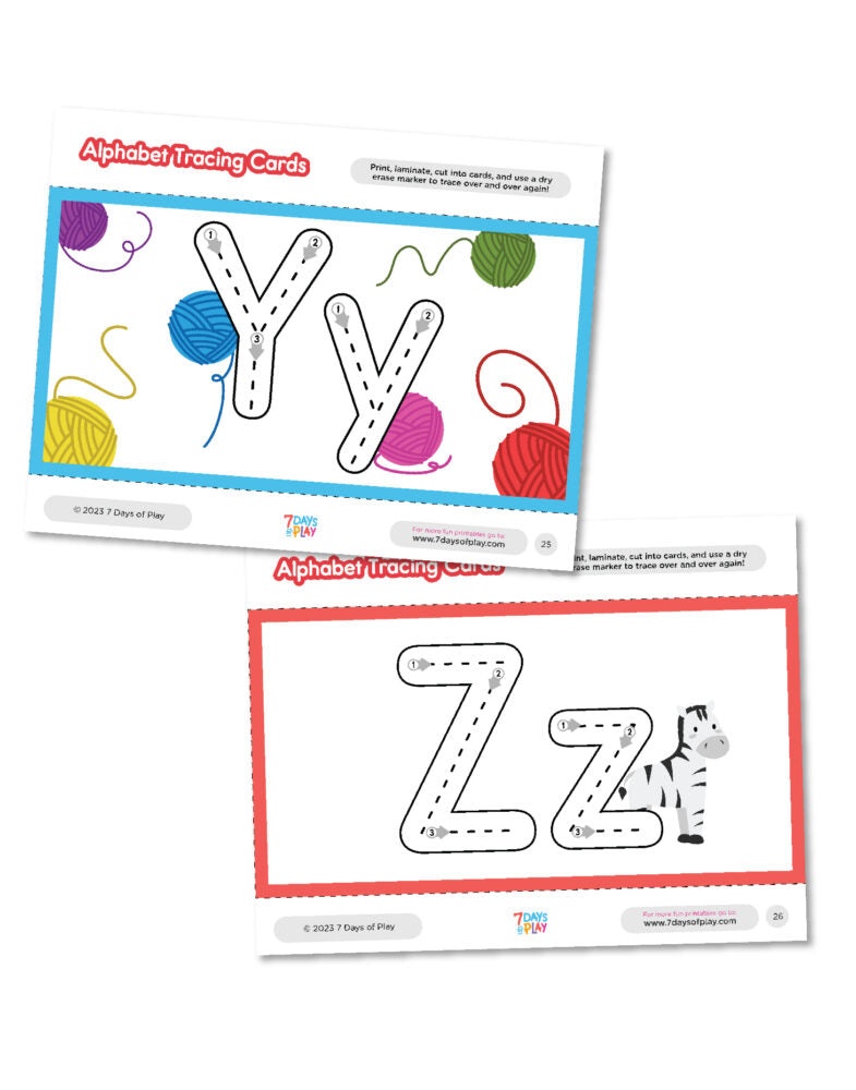 Alphabet Tracing Cards - Fun Printable