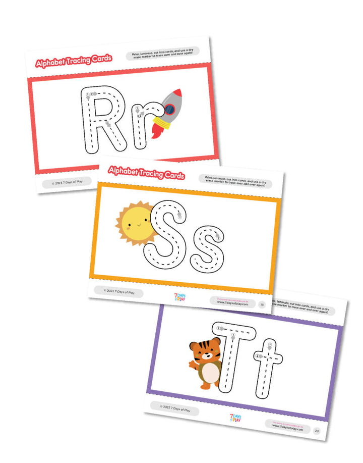 Alphabet Tracing Cards - Fun Printable