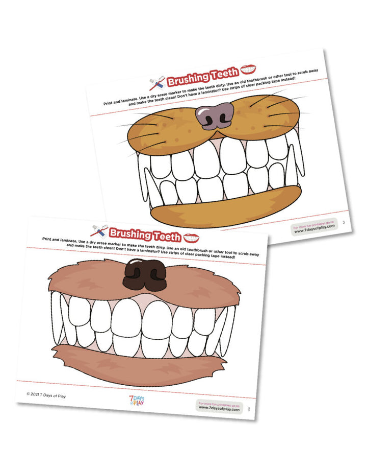 brushing teeth activity printable worksheet