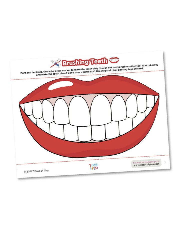 brushing teeth activity printable worksheet