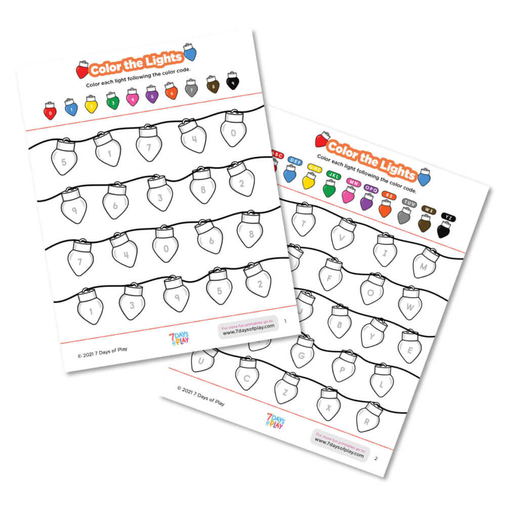 color by number alphabet christmas lights printable worksheet free holiday