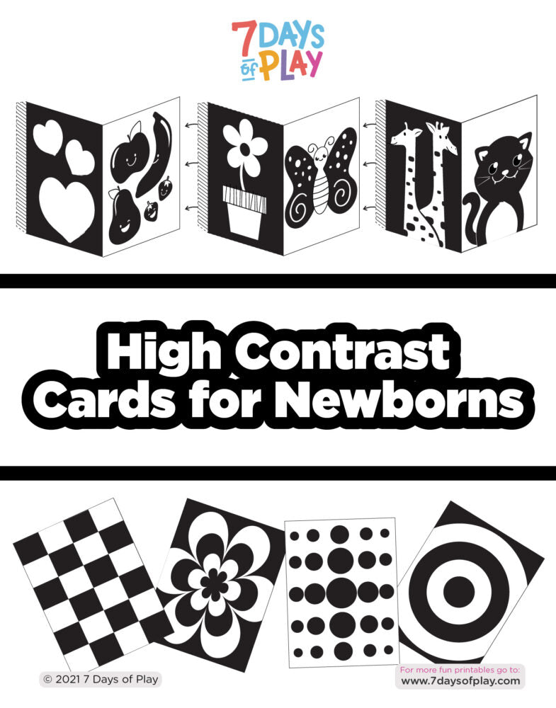 black and white high contrast stimulation cards for babies newborns free printable