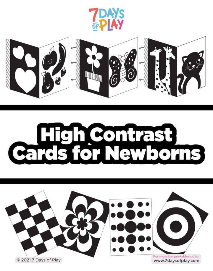 black and white high contrast stimulation cards for babies newborns free printable