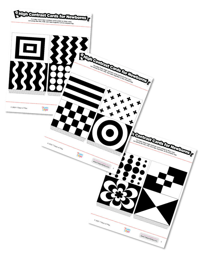 black and white high contrast stimulation cards for babies newborns free printable