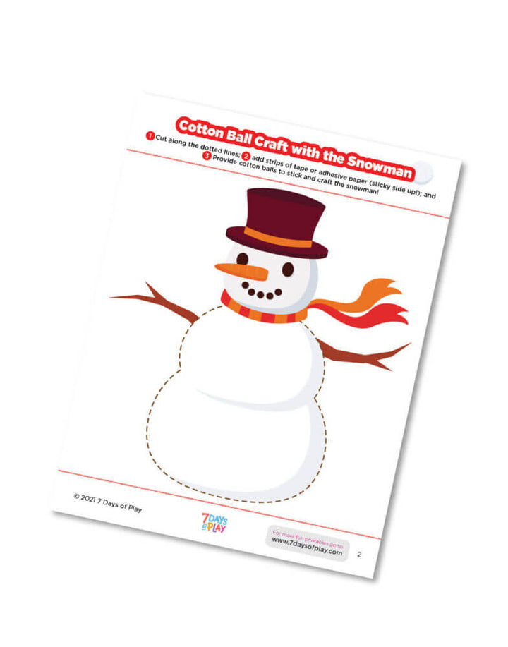 holiday craft cotton balls snowman santa free printable worksheet kids toddlers holiday