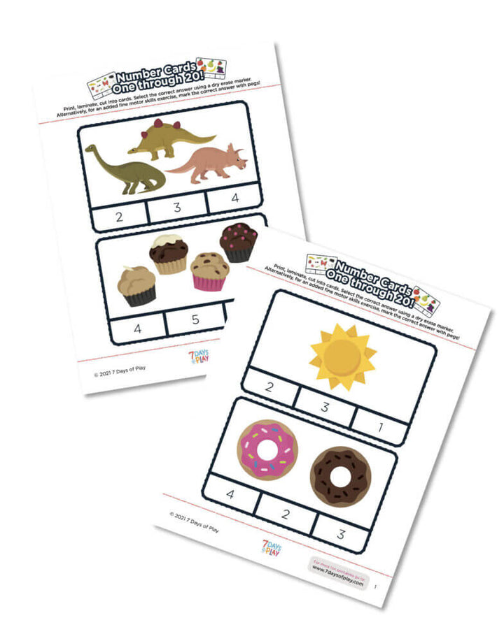 printable number cards 1-20 pegs clothespins early math