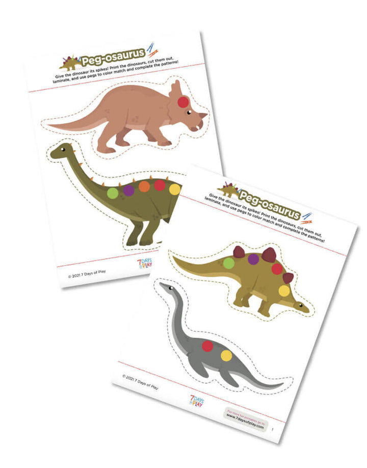 dinosaur activity printable fine motor skills color recognition counting