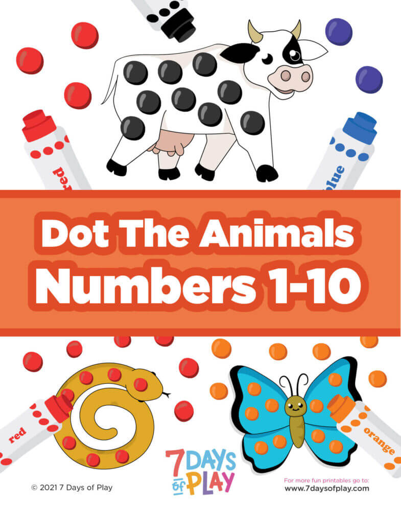 dot the animals printable activity learn counting 1 to 10