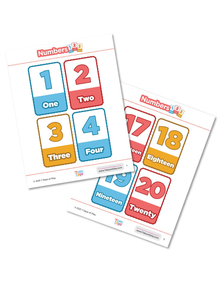 Number Flashcards 1-20 Free Printable