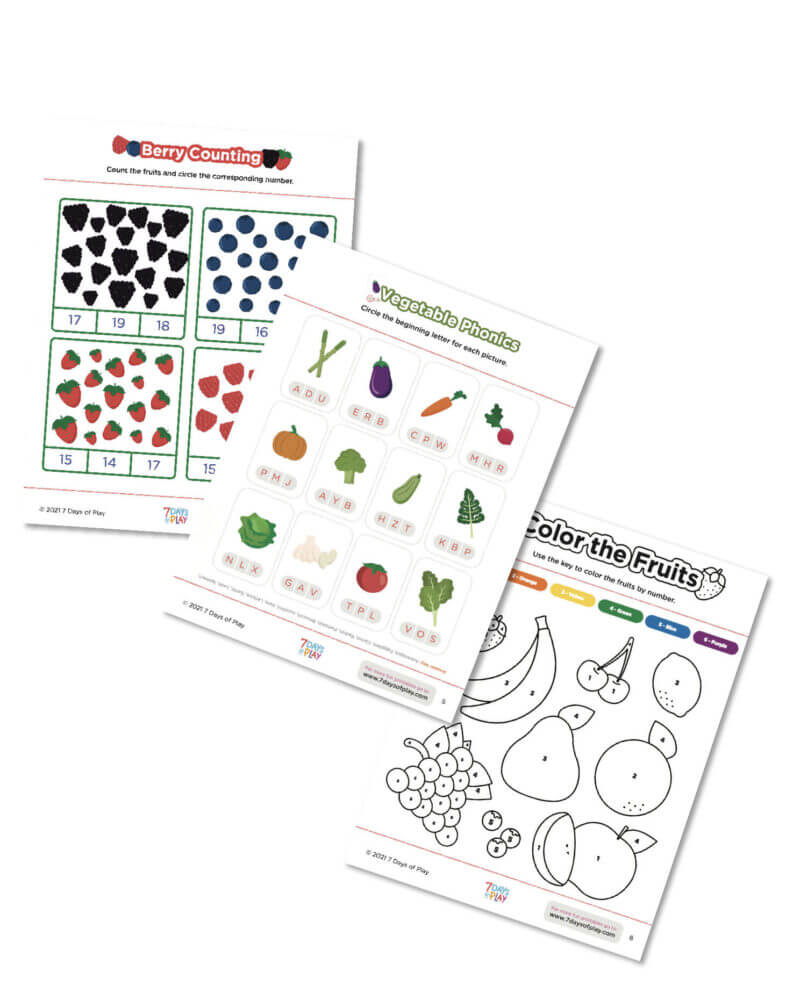 printable worksheets for kids fruit and vegetable activities food