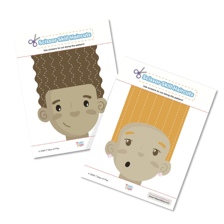 scissor skill printable fun haircut worksheet for preschoolers and toddlers learning how to cut and strengthen fine motor skills