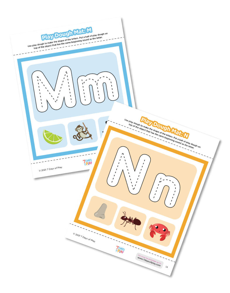 Learn the alphabet while playing with play dough with this fun set of printable play dough mats! Each page is all about building a letter out of play dough with an opportunity to practice phonics!