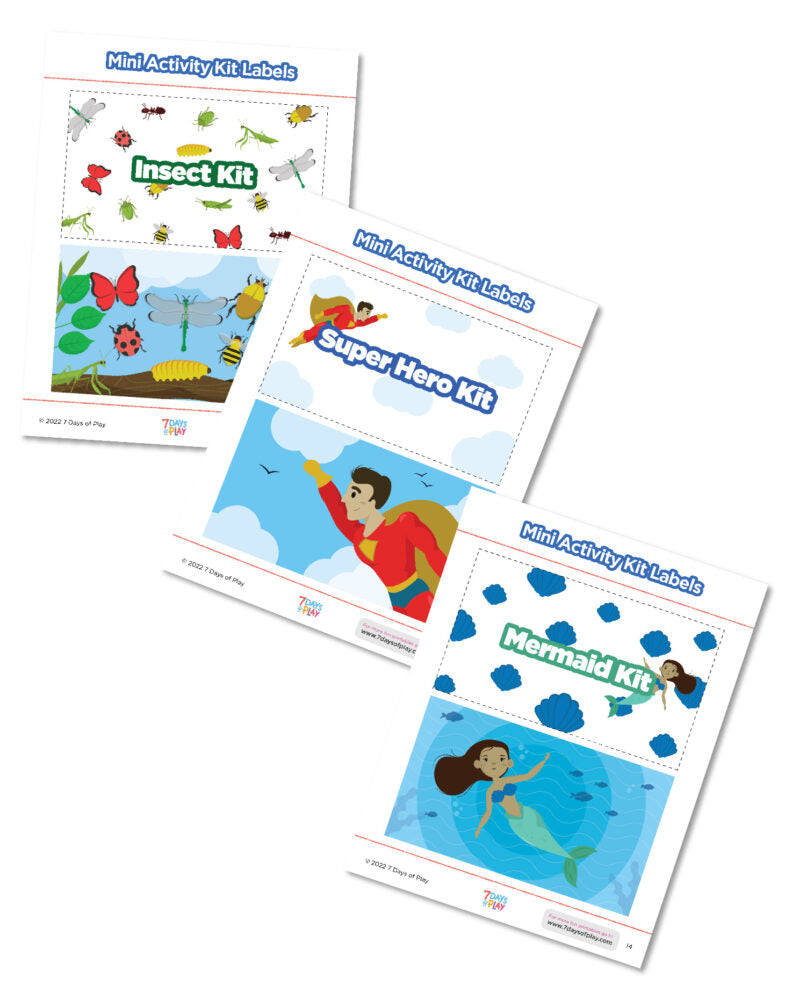 These printable labels for mini activity kits are free. They fit perfectly on pencil-size boxes and this bundle includes over a dozen different themes!