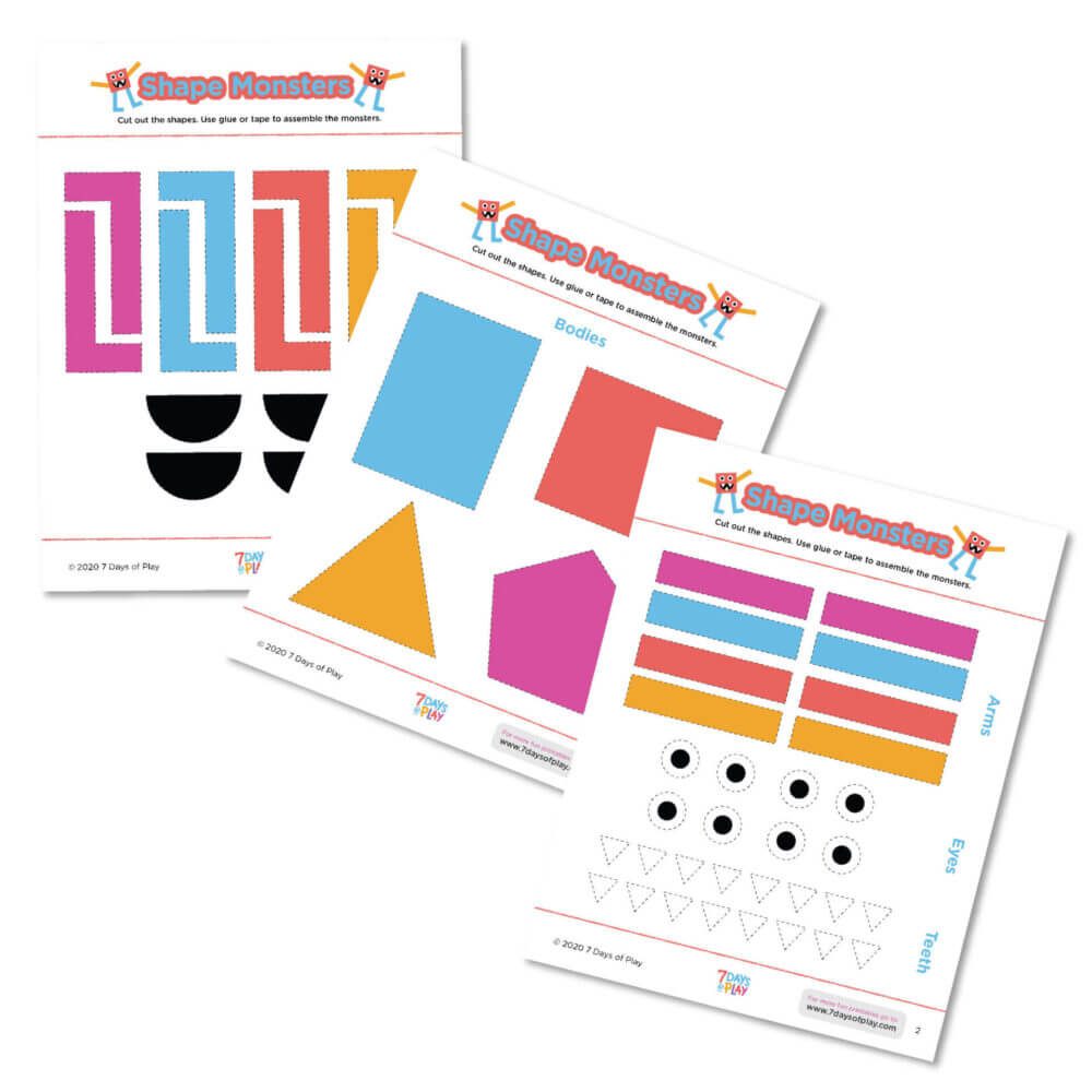 printable shape activity monster shape craft