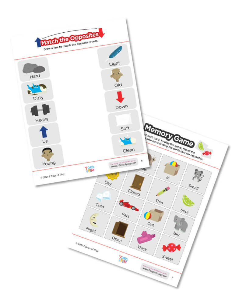 opposite words printable worksheets