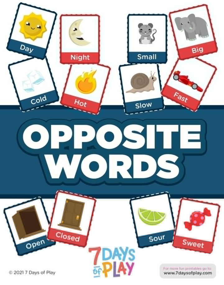 opposite words printable worksheets