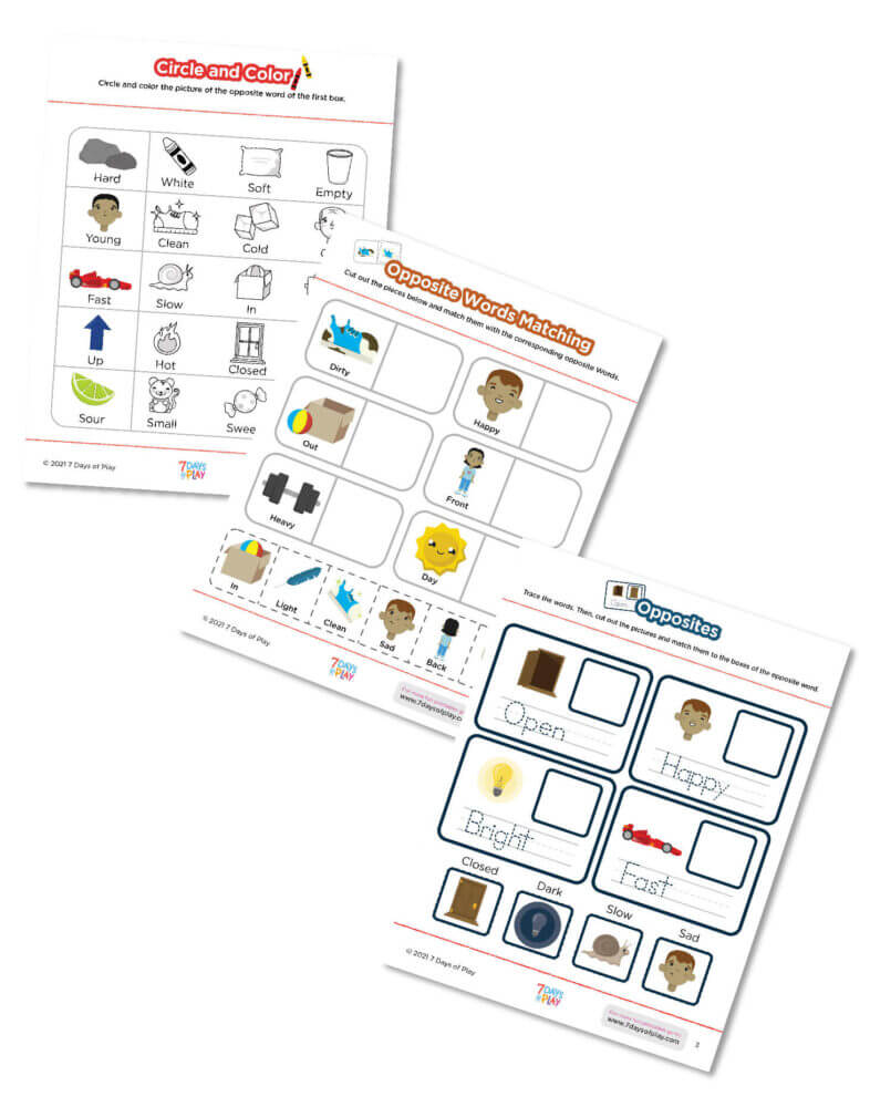 opposite words printable worksheets