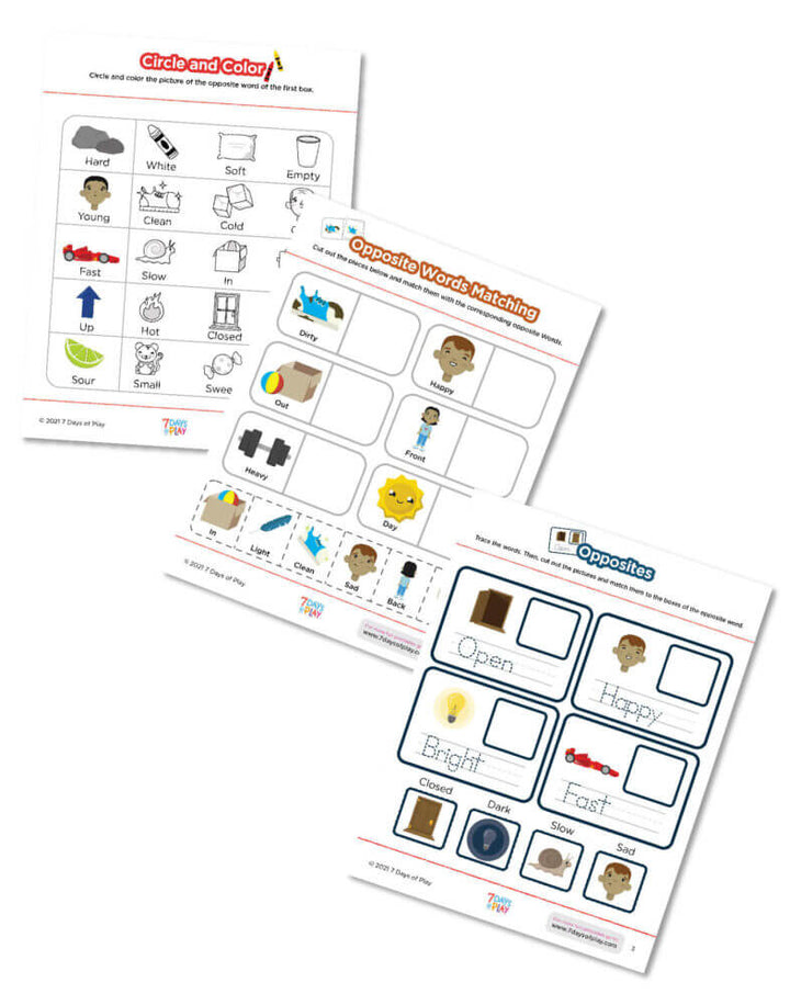 opposite words printable worksheets