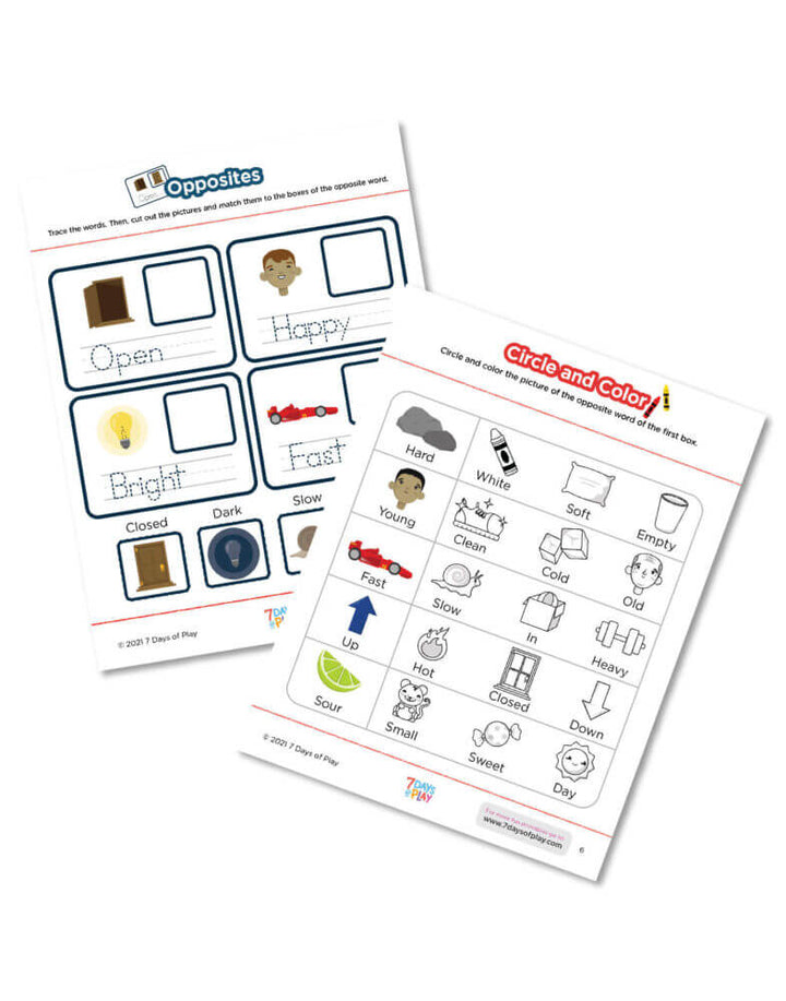 opposite words printable worksheets