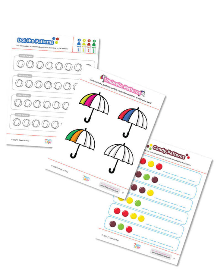 patterns patterning printable worksheets early math preschool