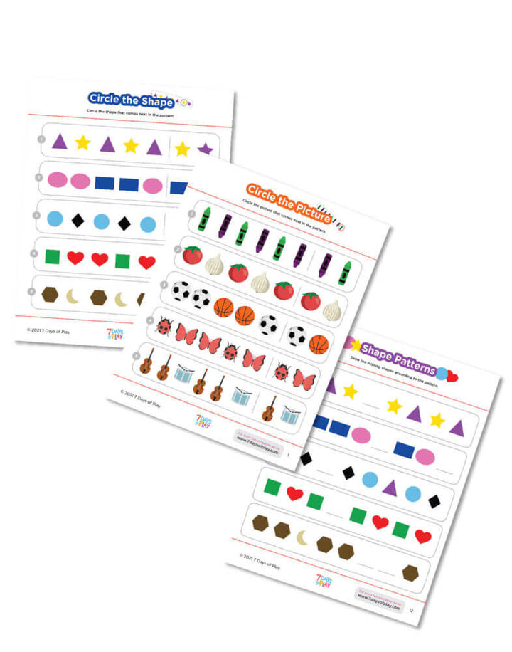 patterns patterning printable worksheets early math preschool