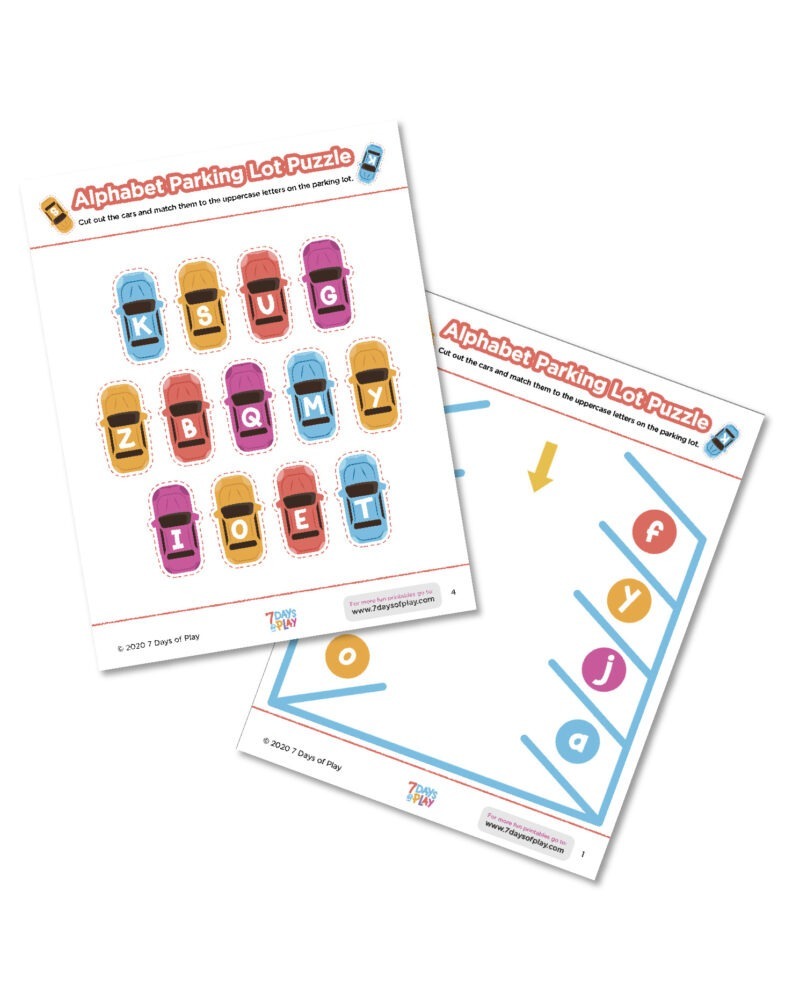 Alphabet Parking Lot: Uppercase and Lowercase Recognition Puzzle