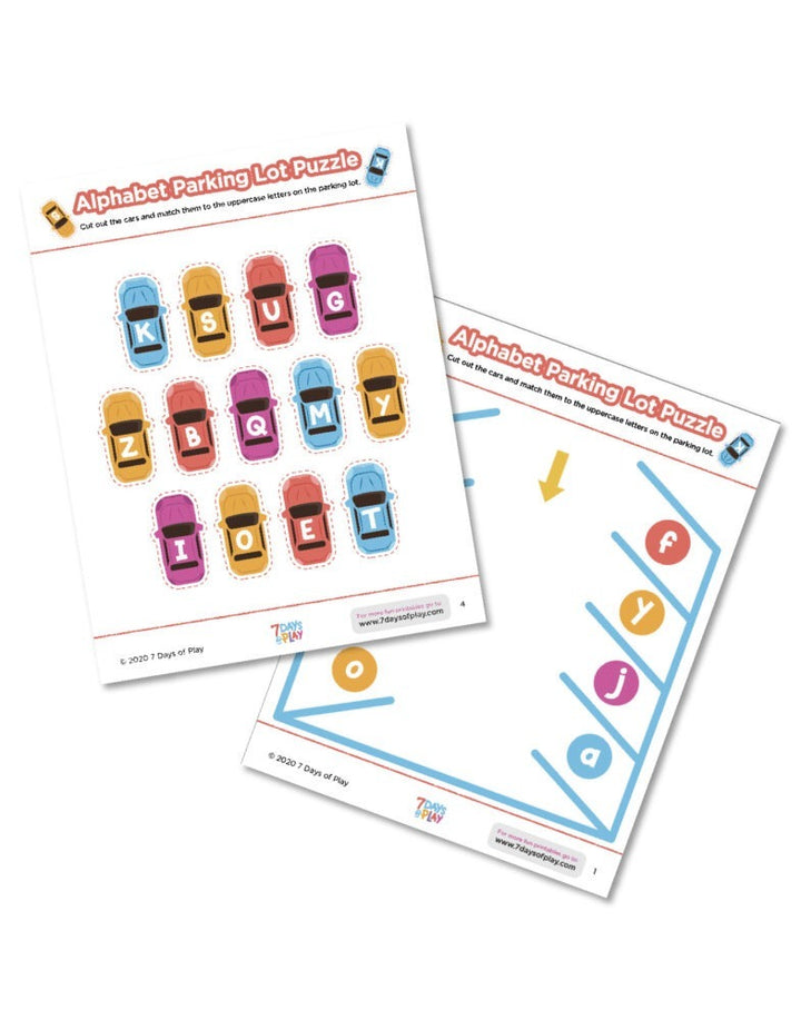 Alphabet Parking Lot: Uppercase and Lowercase Recognition Puzzle