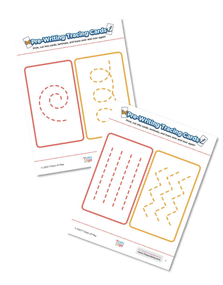pre-writing tracing cards printable