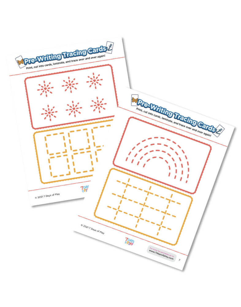 pre-writing tracing cards printable