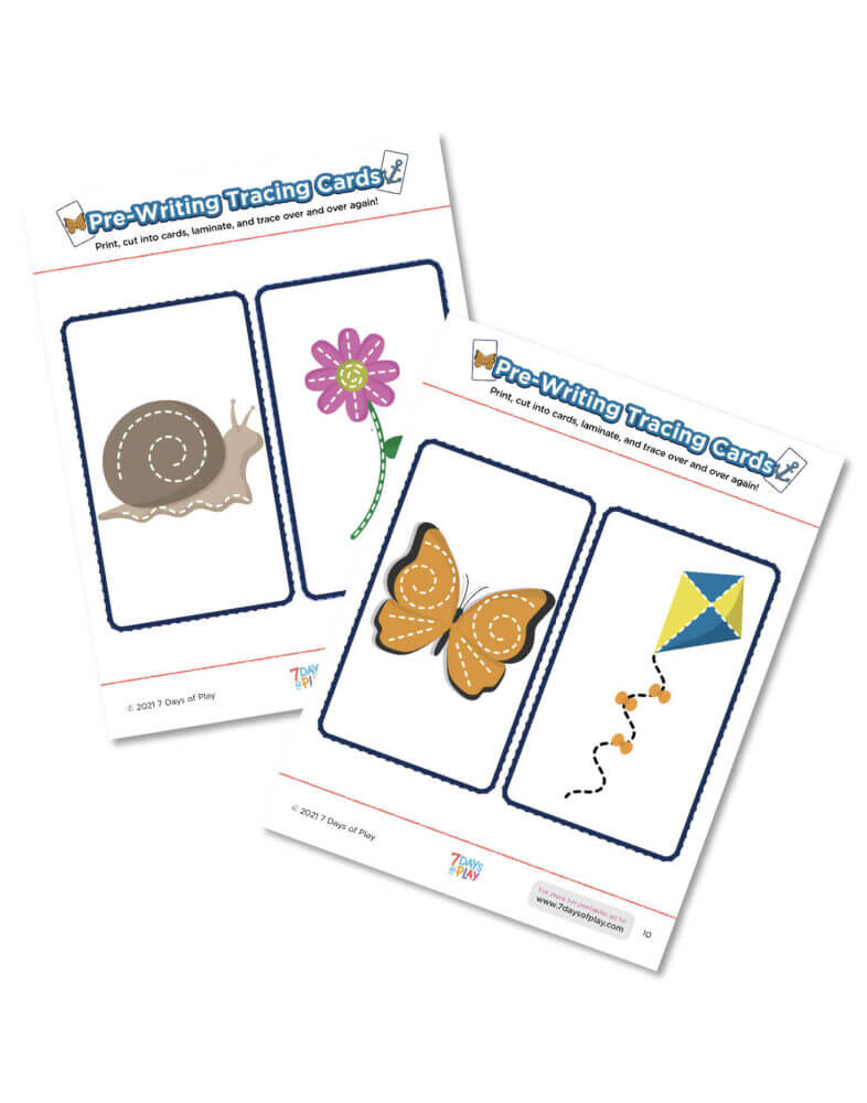 pre-writing tracing cards printable