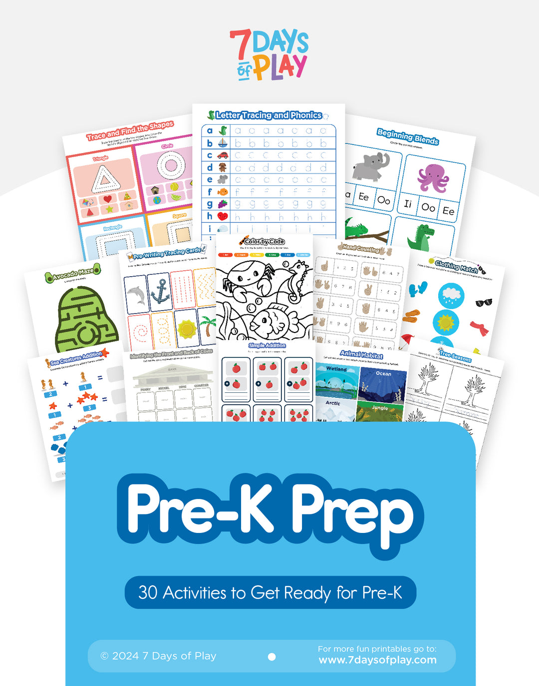 Pre-K Prep Activities - Printable